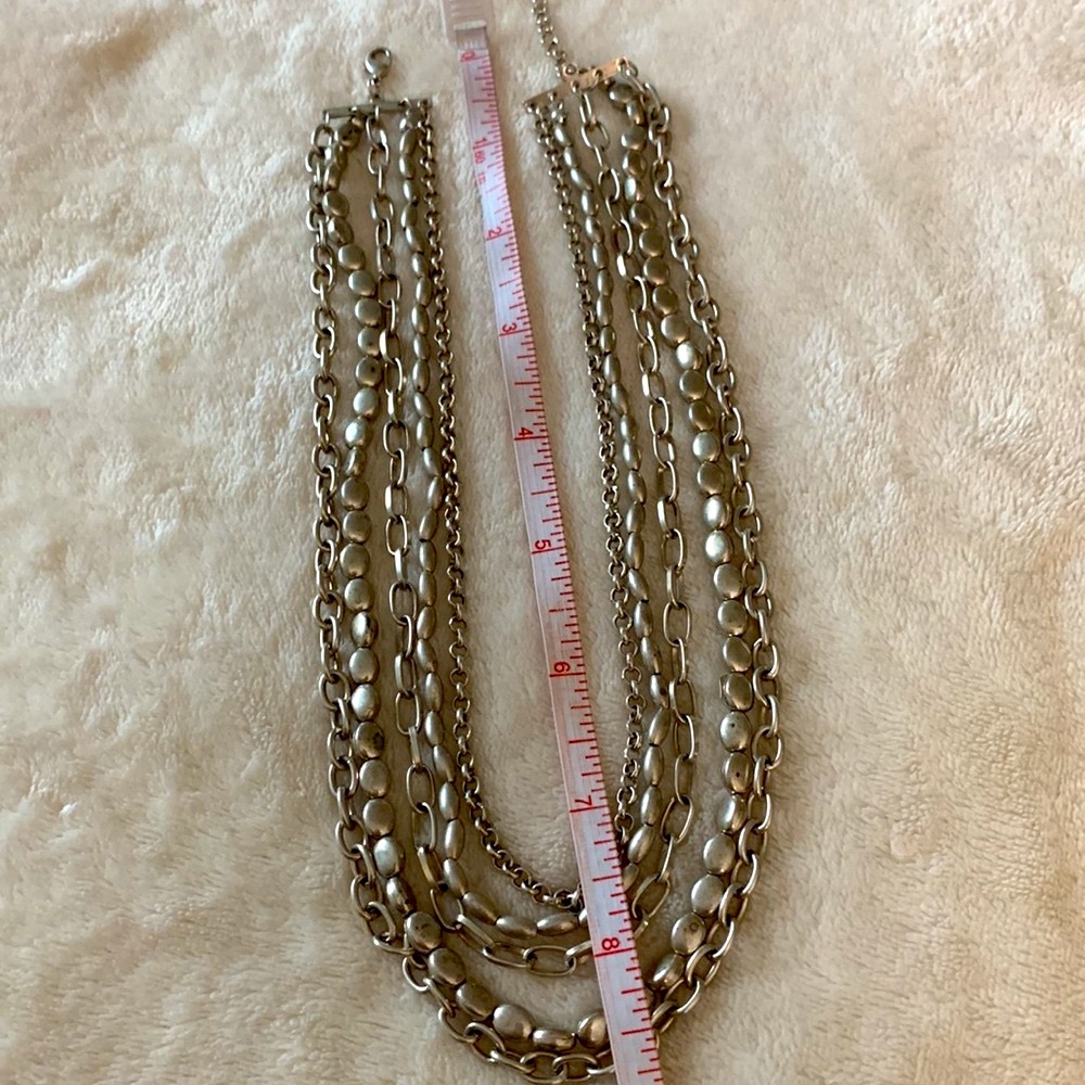 Elegant Silver 5 Strand Multi-Layer Necklace In D… - image 2